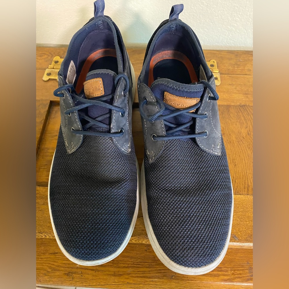 Rockport Zaden Men's Size 10.5 Navy Knit Lace-Up Sneakers